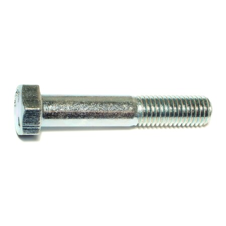 Grade 5, 5/8-11 Hex Head Cap Screw, Zinc Plated Steel, 3-1/2 In L, 4 PK